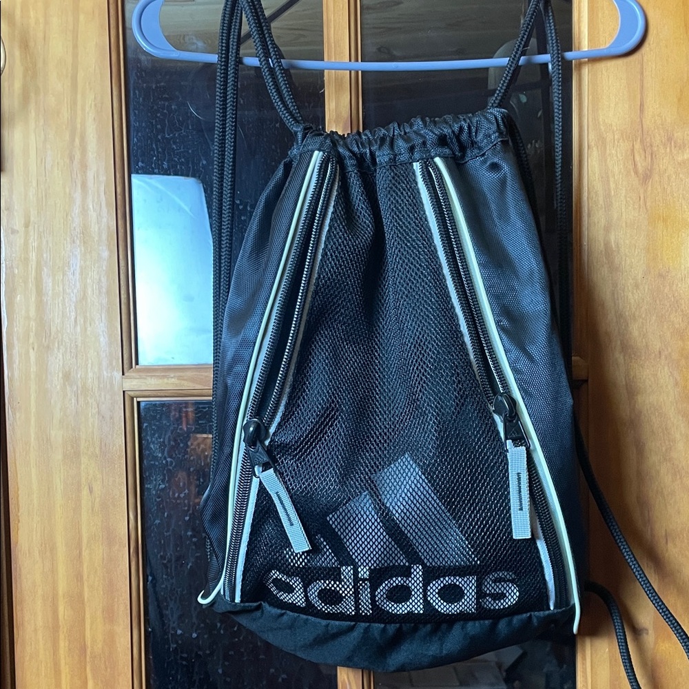 Adidas Black Mesh Drawstring Backpack - image 1